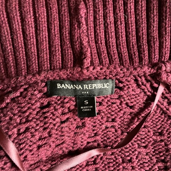 Banana Republic Cotton Shawl Collar Belted Cardigan Sweater S dark maroon red - Picture 6 of 7